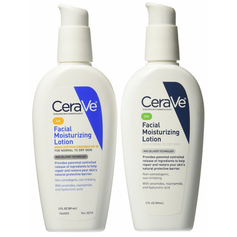 CeraVe Facial Moisturizing Lotion 3oz. AM/PM Bundle (Packaging may vary)