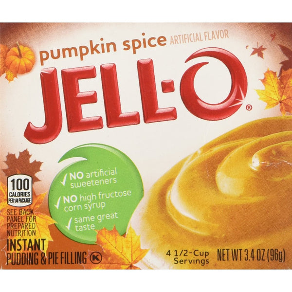 Kraft Jell-O Limited Edition Pumpkin Spice Flavor Instant Pudding and Pie Filling 3.4-ounce Boxes (Pack of 4)