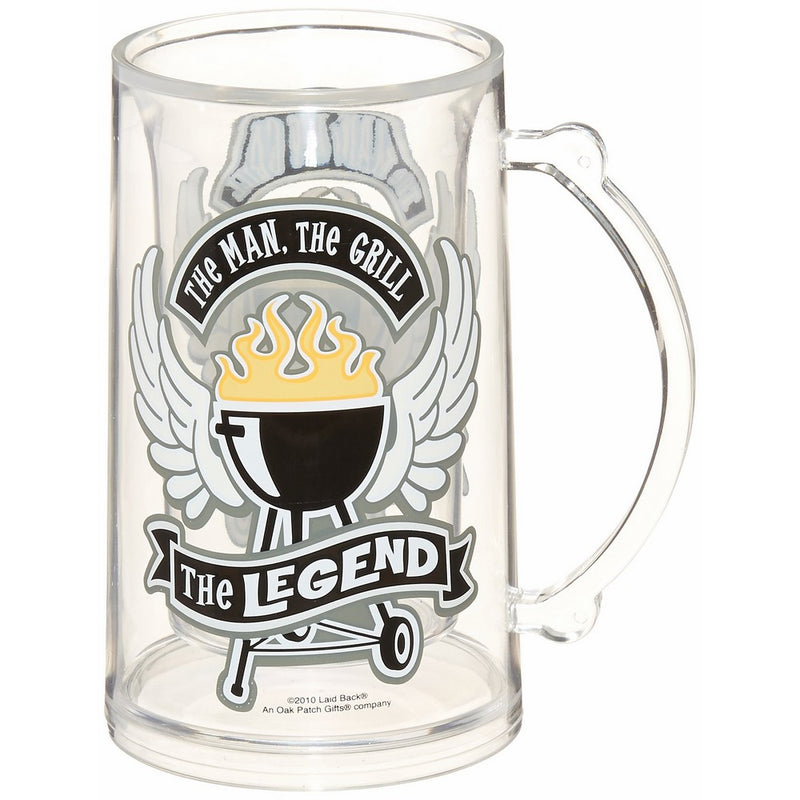 Laid Back The Man, The Grill, The Legend Beer Mug Tankard, 14-Ounce Plastic