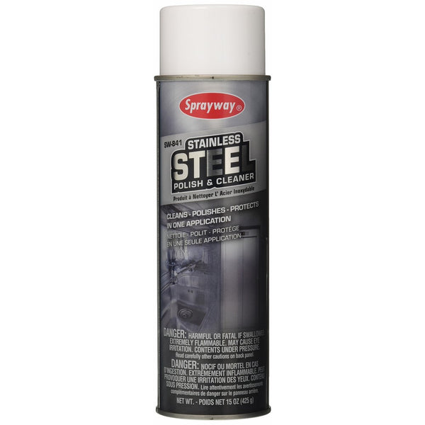 Sprayway SW841 Aerosol Stainless Steel Polish & Cleaner, 15 oz