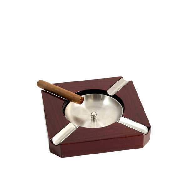 Stainless Steel and Walnut Cigar Ashtray