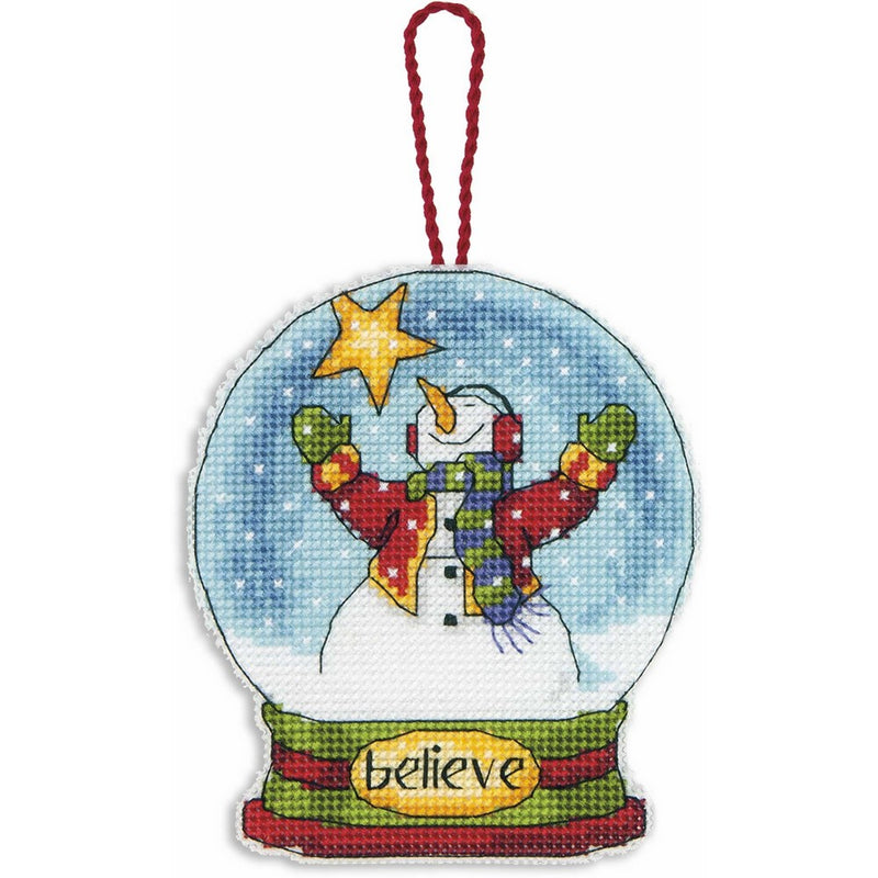 Dimensions Crafts Counted Cross Stitch Ornament, Believe Snow Globe