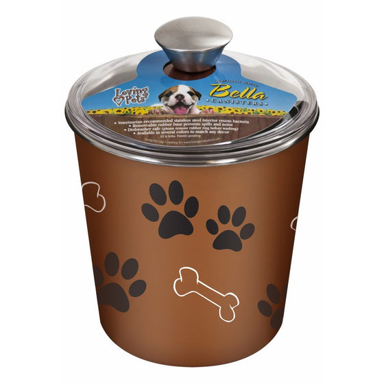 Loving Pets Bella Dog Bowl Canister/Treat Container, Copper