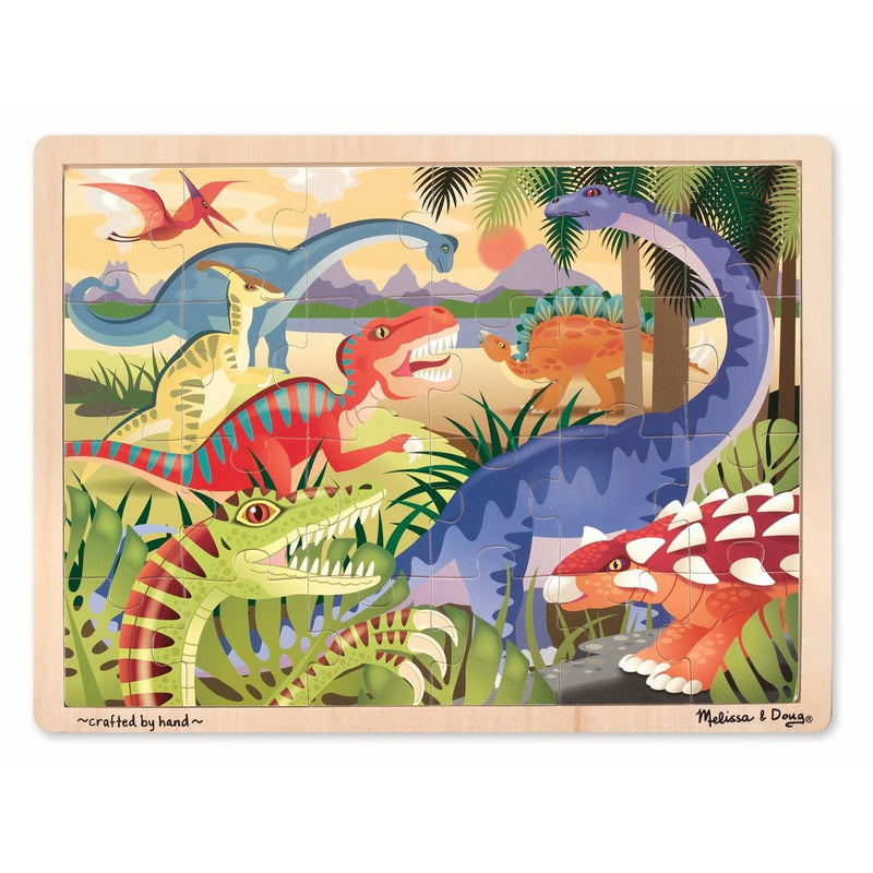 Melissa & Doug Dinosaurs Wooden Jigsaw Puzzle With Storage Tray (24 pcs)