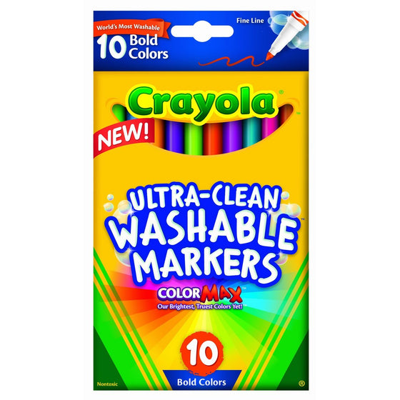 Crayola 10 Ct Ultra-Clean Fineline Bold Markers