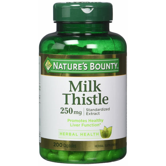 Nature's Bounty Milk Thistle 250 mg Capsules 200 ea (Pack of 2)