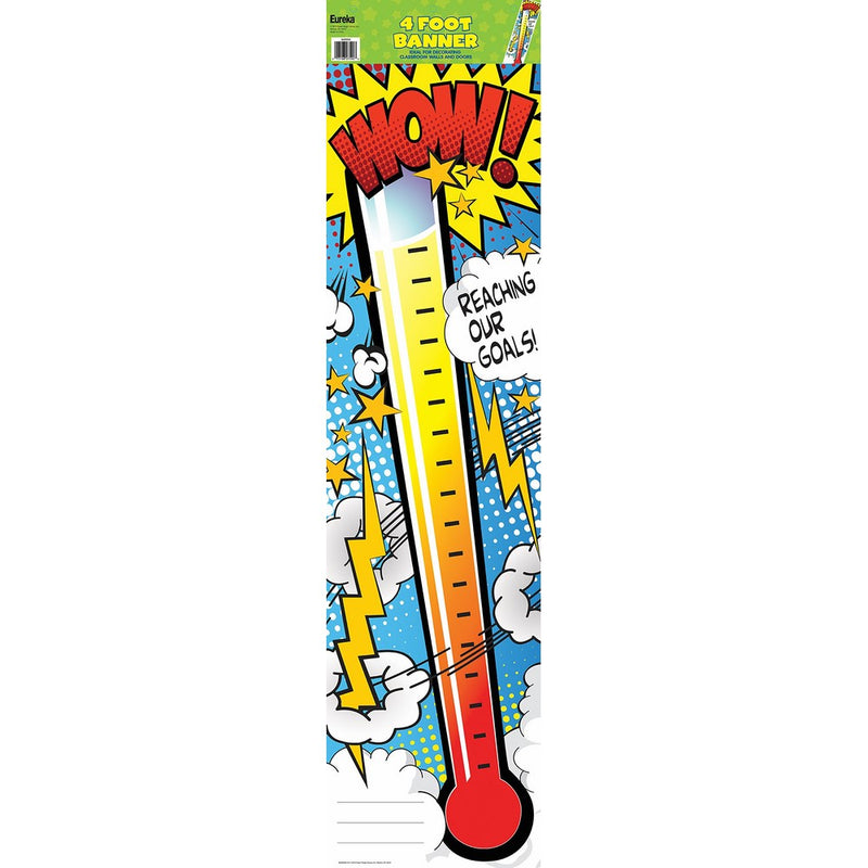 Eureka Wow Thermometer Vertical Classroom Banner, Goal Setting, Measures 45 x 12