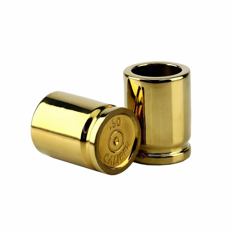 Barbuzzo 50 Caliber Shot Glass - Set of 2 Shot Glasses Shaped like Bullet Casings - Step up to the Bar, Line 'Em Up, and Take Your Best Shot - Great Addition to the Mancave - Each Shot Holds 2-Ounces