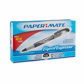 Paper Mate Liquid Flair Porous-Point Pen, Extra-Fine Tip, 12-Pack, Black (31001BH)