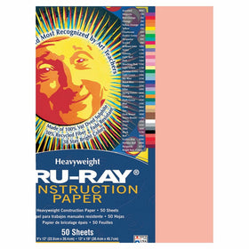 Pacon Tru-Ray Construction Paper, 12-Inches by 18-Inches, 50-Count, Salmon (103042)
