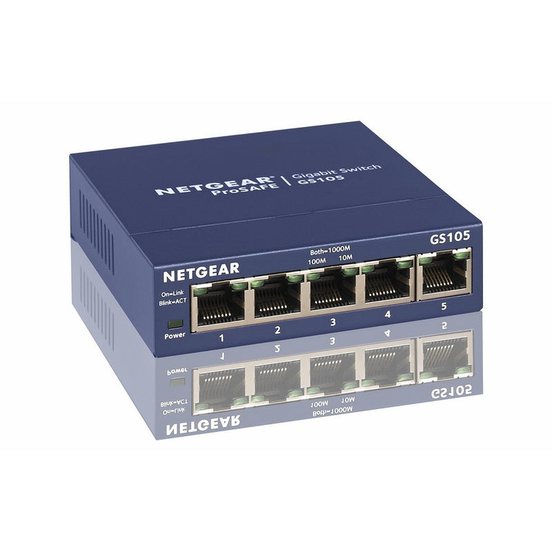 NETGEAR 5-Port Gigabit Ethernet Unmanaged Switch, Sturdy Metal, Desktop, Plug-and-Play, ProSAFE Lifetime Protection (GS105NA)