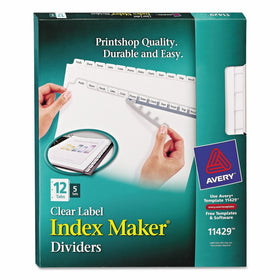 Avery Index Maker Clear Label 8-12 x 11 Inches Dividers with 12 White Tabs, 5 Pack (11429)