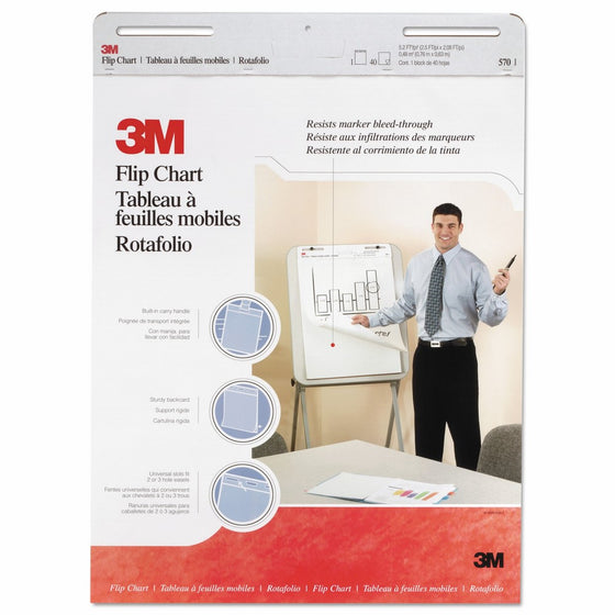 3M Flip Chart, 25 x 30-Inches, White, 40-Sheets/Pad