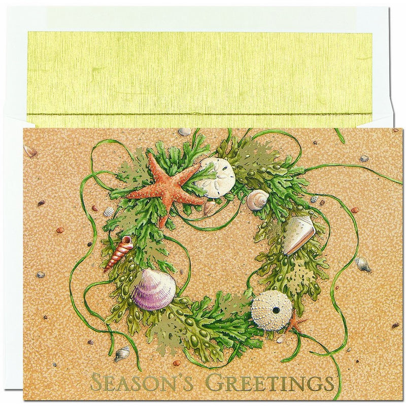 Great Papers! Holiday Greeting Card, Beach Wreath, 18 Cards/18 Envelopes, 7.875" x 5.625" (4823)