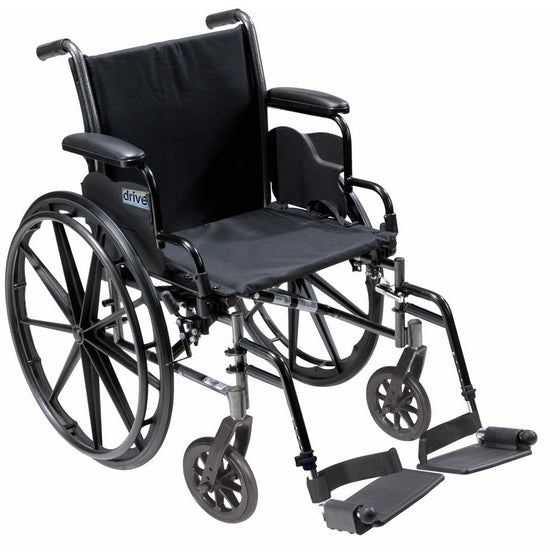 Drive Medical Cruiser III Light Weight Wheelchair with Various Flip Back Arm Styles and Front Rigging Options, Black, 18"