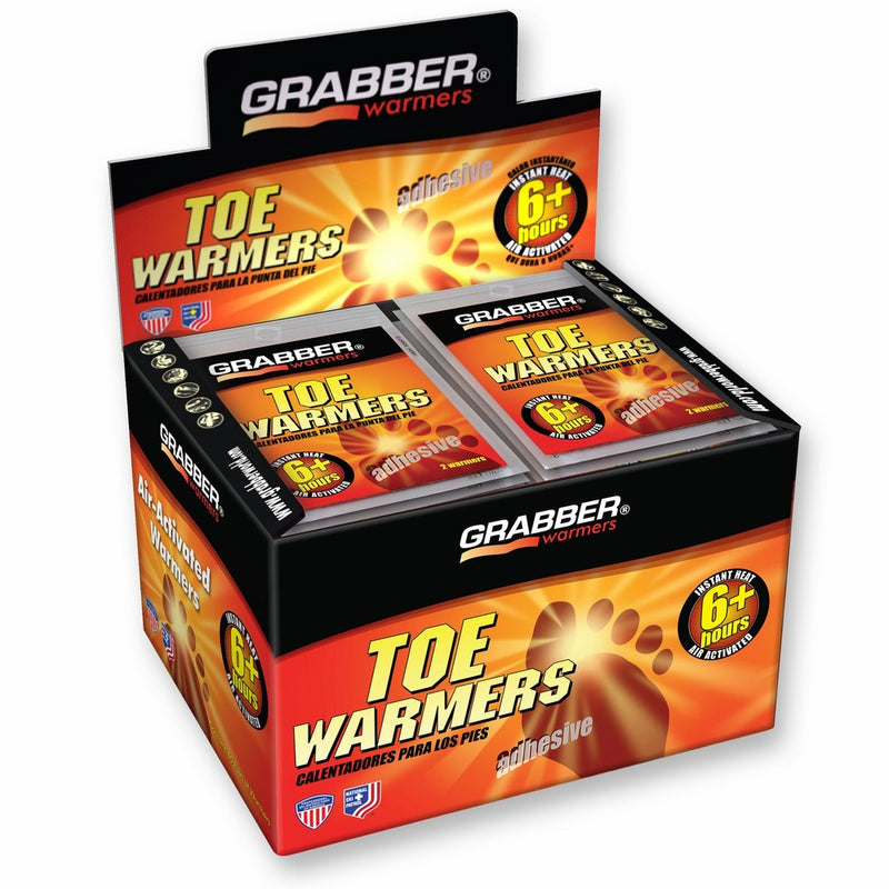Grabber Toe Hand Warmers - Long Lasting Safe Natural Odorless Air Activated Warmers - Up to 6 Hours of Heat - 40 Pair