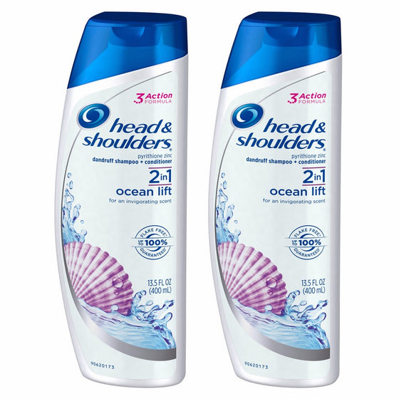 Head and Shoulders Ocean Lift 2-in-1 Anti-Dandruff Shampoo Conditioner 13.5 Fl Oz (Pack of 2)