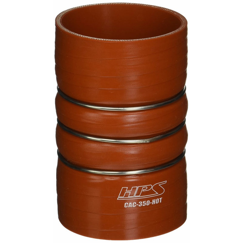 HPS CAC-350-HOT Silicone High Temperature 4-ply Aramid Reinforced Charge Air Cooler CAC Hose Hot Side, 100 PSI Maximum Pressure, 6" Length, 3-1/2" ID, Orange
