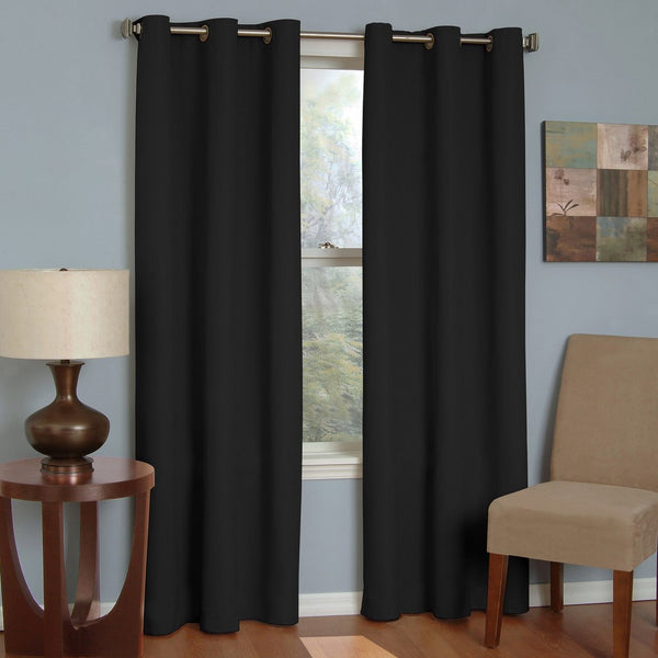 Eclipse 10708042X084BK Microfiber 42-Inch by 84-Inch Thermaback Grommet Blackout Single Window Panel, Black