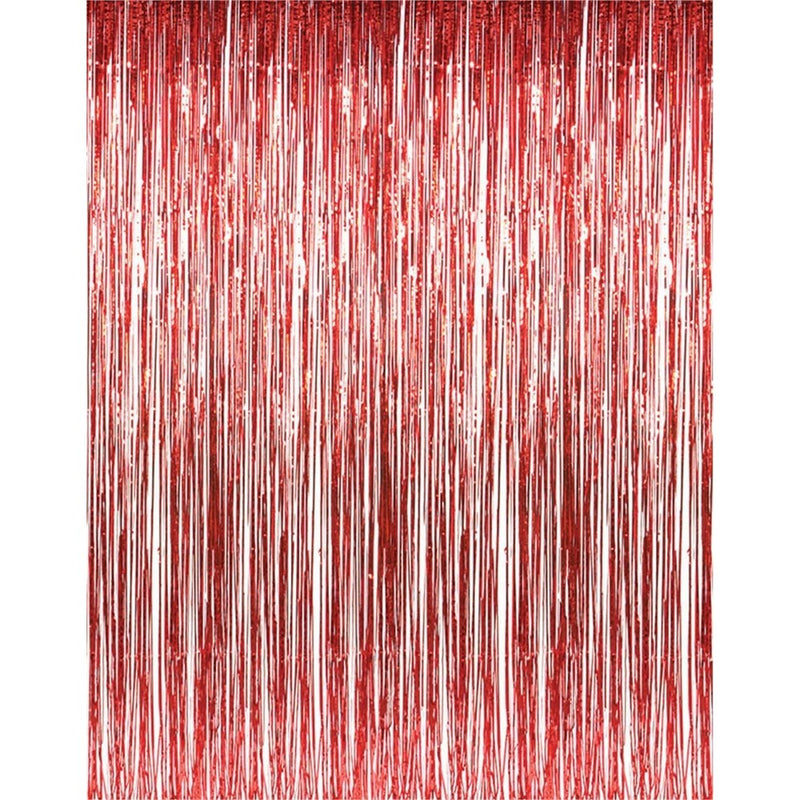 Red Metallic Foil Fringe Curtains