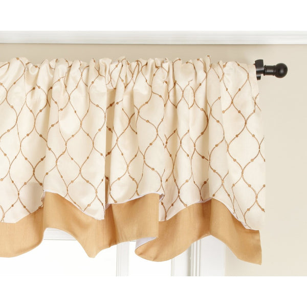 Stylemaster Bleecker 54 by 17-Inch Lined Embroidered Layered Valance, Truffle