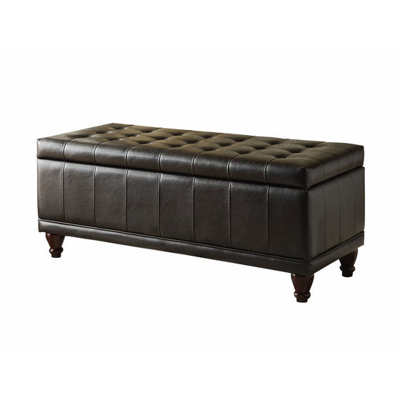 Homelegance 4730PU Lift Top Storage Bench with Tufted Accents, Dark Brown Faux Leather