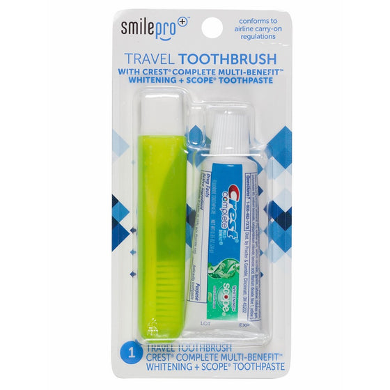 Dental Source Travel Toothbrush and Crest Toothpaste Kit, Assorted, 1.6 Ounce