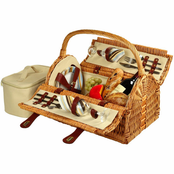 Picnic at Ascot Sussex Willow Picnic Basket with Service for 2 - Santa Cruz