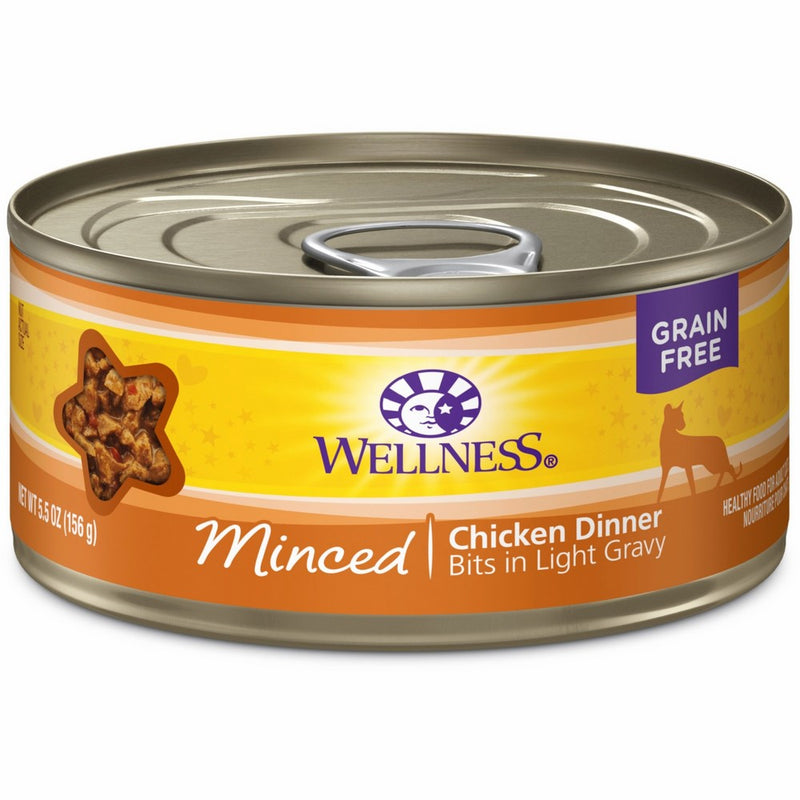 Wellness Complete Health Natural Grain Free Wet Canned Cat Food, Minced Chicken Dinner, 5.5-Ounce Can (Pack of 24)