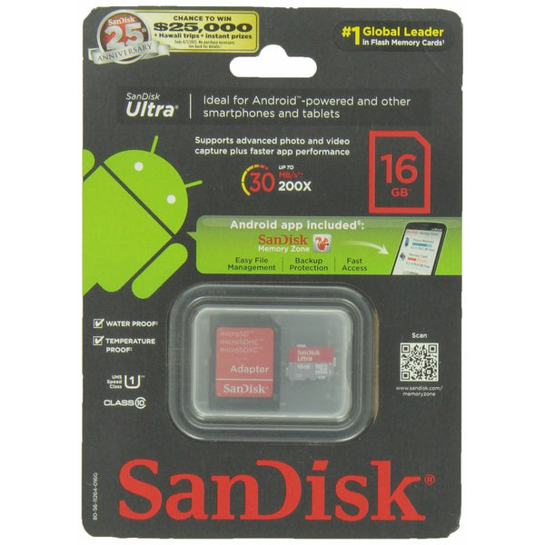 SanDisk Class 10 16GB Micro SDHC Card with Adapter (SDSDQUA-016G-A11A)