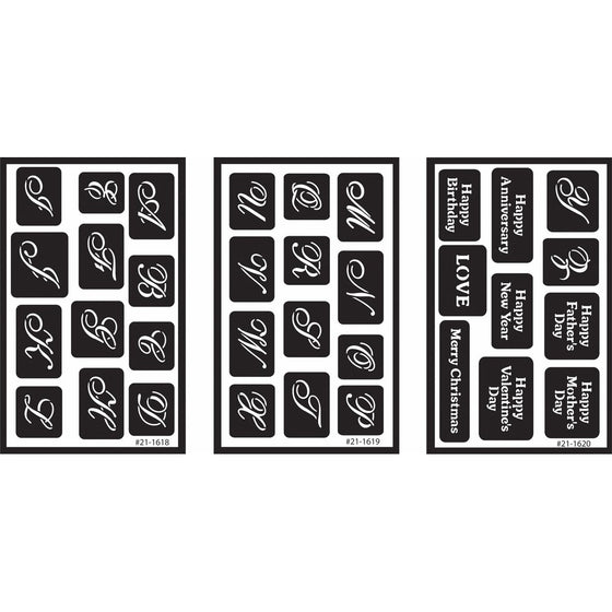 Armour Products Over 'n' Over Reusable Glass Etching Stencils 5in. x 8in. 3/Pkg Alphabet
