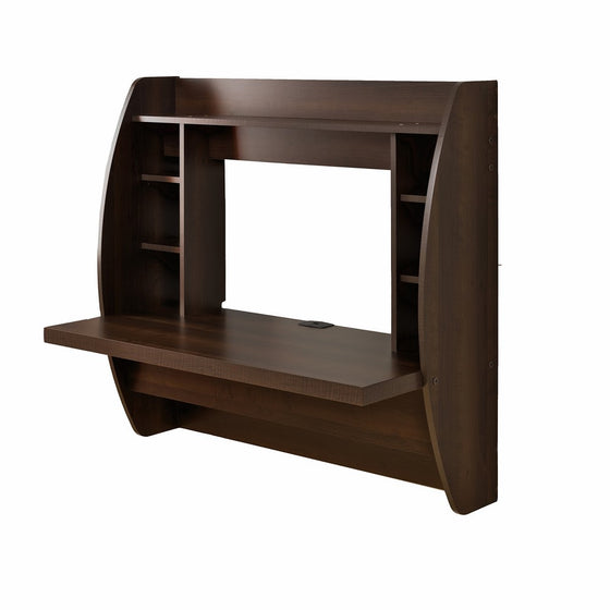 Prepac Wall Mounted Floating Desk with Storage in Espresso