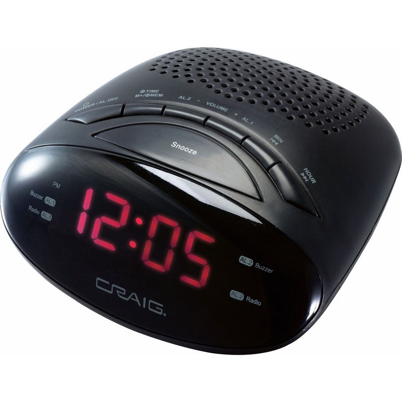 Craig 0.6-Inch LED PLL AM/FM Dual Alarm Clock Radio (CR45329b)