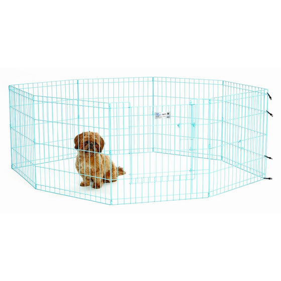 MidWest Homes for Pets Exercise Pen for Pets with Full Max Lock Door, 24-Inch, Blue