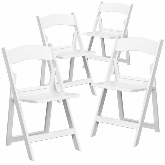 Flash Furniture 4 Pk. HERCULES Series 1000 lb. Capacity White Resin Folding Chair with Slatted Seat