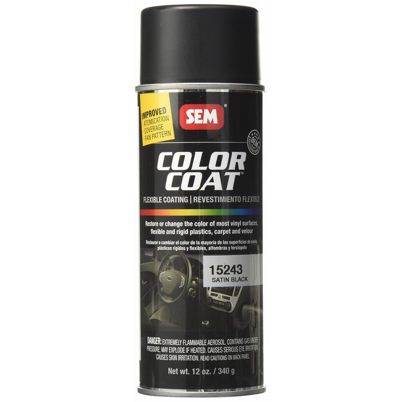 SEM Paints SEM15243 Satin Black Color Coat Aerosol