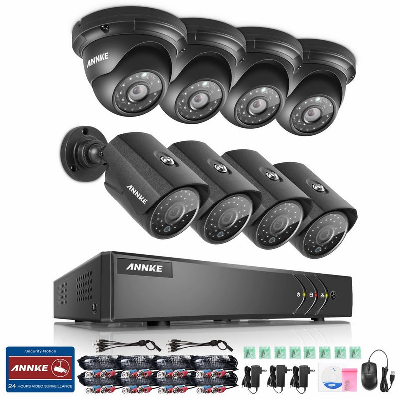 ANNKE H.264 8CH Security Camera System 1080P Lite Surveillance DVR and (8) 1.30 Megapixels 960P Weatherproof Camera, Easy Remote View, Smart Playback, Metal Housing-NO HDD