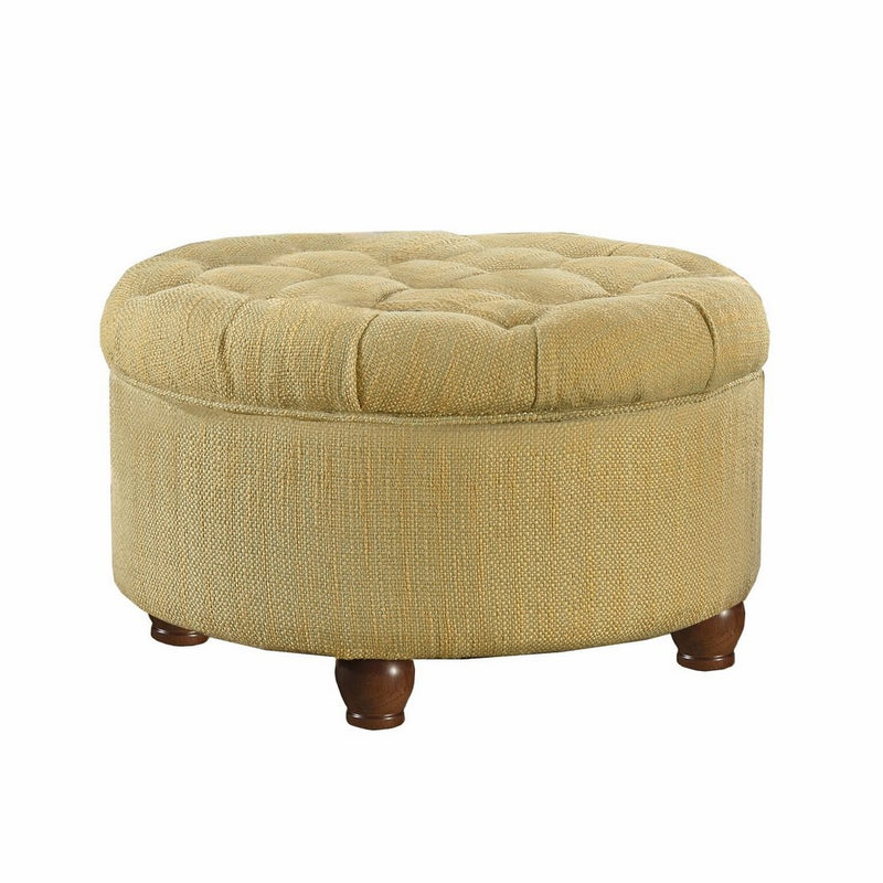 HomePop N8264-F1077 Ottoman Kinfine Round Tufted Tweed Storage Cream, 25" x 25" x 15", Tan and Cream