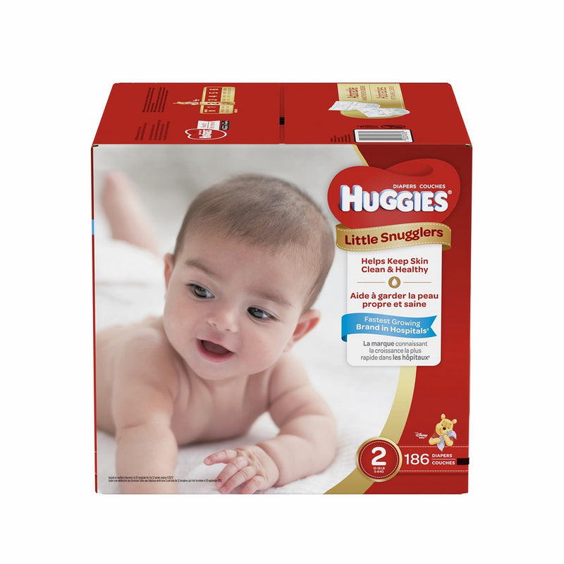 HUGGIES Little Snugglers Baby Diapers, Size 2, for 12-18 lbs, One Month Supply (186 Count), Packaging May Vary