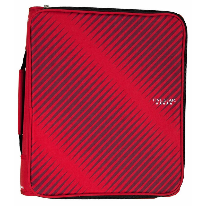 Five Star 2" Durable Zipper Binder, Includes 6 Pocket Expanding File, Red (72538)