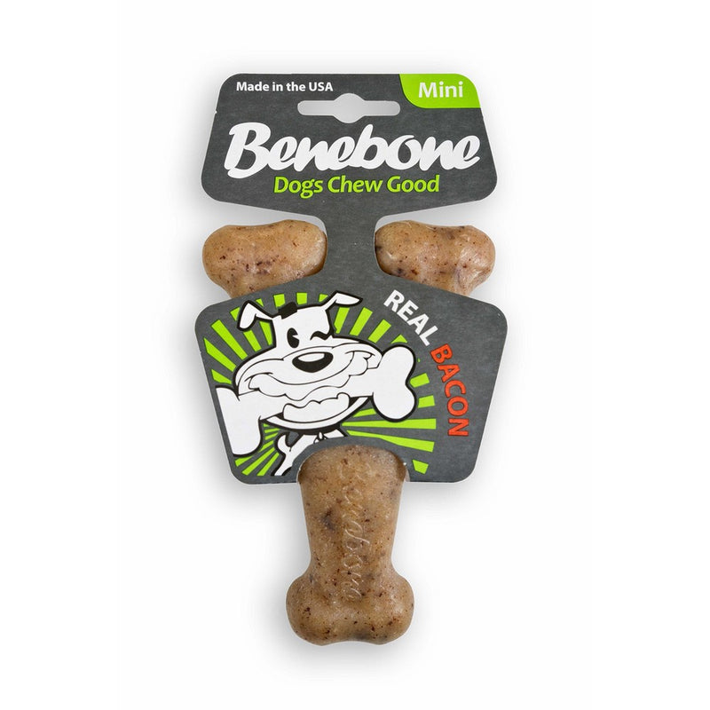 Benebone Wishbone Durable Dog Chew Toy for Aggressive Chewers, Made in USA, Small, Real Bacon Flavor