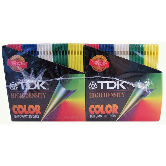 TDK High Density Color IBM Formatted Disks, 50 Disk