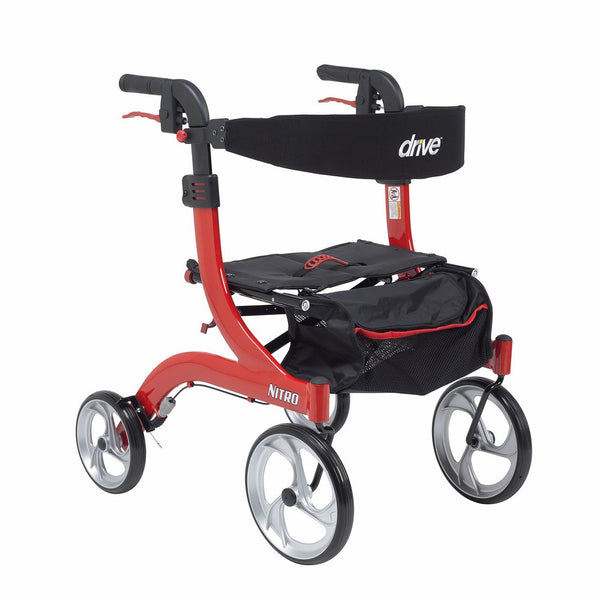 Drive Medical RTL10266-H Nitro Euro Style Walker Rollator, Petite, Red