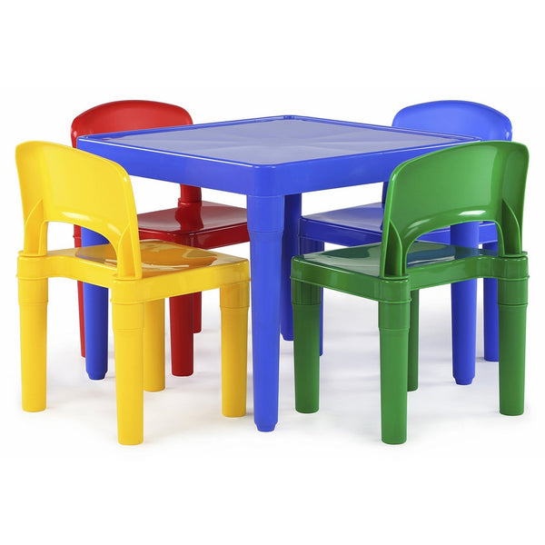 Tot Tutors Kids Plastic Table and 4 Chairs Set, Primary Colors (Primary Collection)