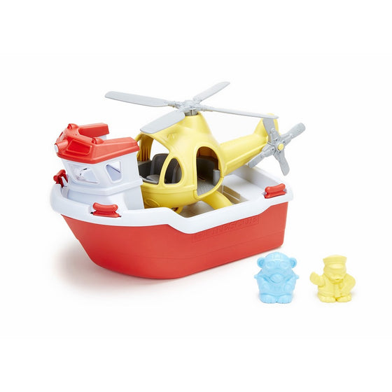 Green Toys Rescue Boat with Helicopter