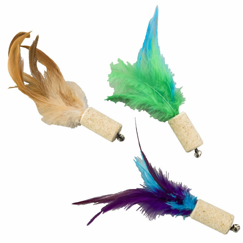 Ethical Pets Cork with Feathers Bernet Cat Toy, 5", Assorted