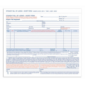 Adams Bill of Lading Short Form, 8.5 X 7.5 Inches, 3-part, 50-forms, White (9013)