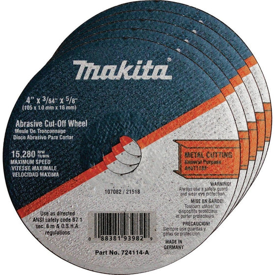 Makita 724114-A-25 Cut Off Wheel, 25-Pack, 4-Inch