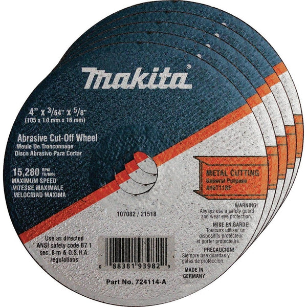 Makita 724114-A-25 Cut Off Wheel, 25-Pack, 4-Inch