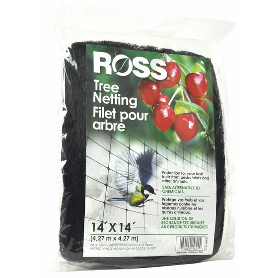 Ross Tree Netting (Use as Bird Netting to Protect Trees from Birds and Other Small Animals) UV-protected Black Plastic Mesh, 14 feet x 14 feet